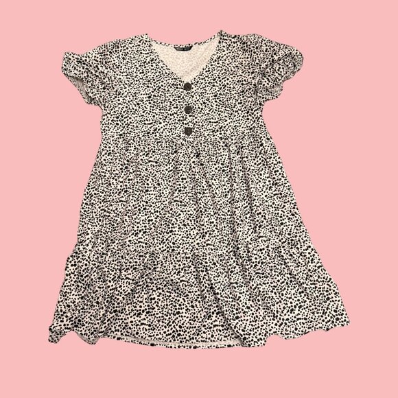 🖤 SHEIN Black & White Dotted Button-Front Babydoll Dress (Size M) - Picture 2 of 6